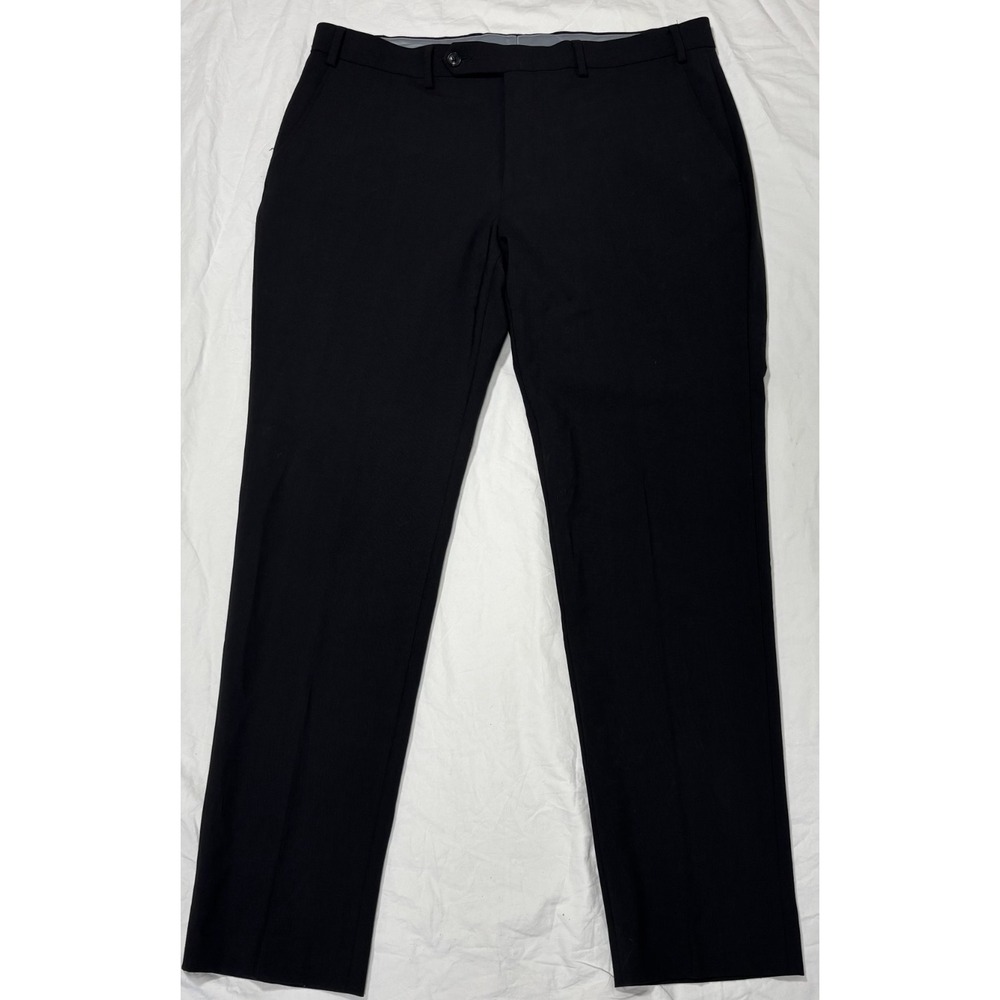 Bar III Mens Skinny Fit Dress Pants Black Straight Leg Flat Front Classic 36x30